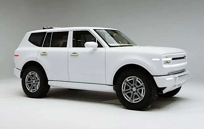 White Scout Traveler SUV design buck prototype pics